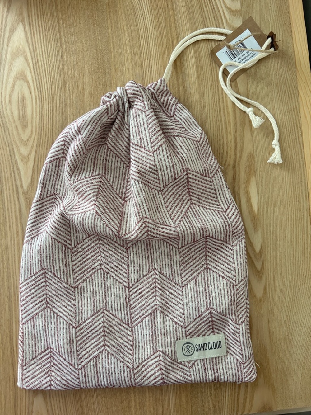 Sand Cloud Pink Chevron Drawstring Beach Bag